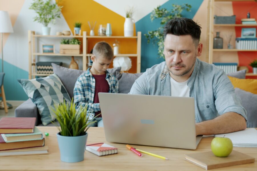 Freelancer home office laptop notebook