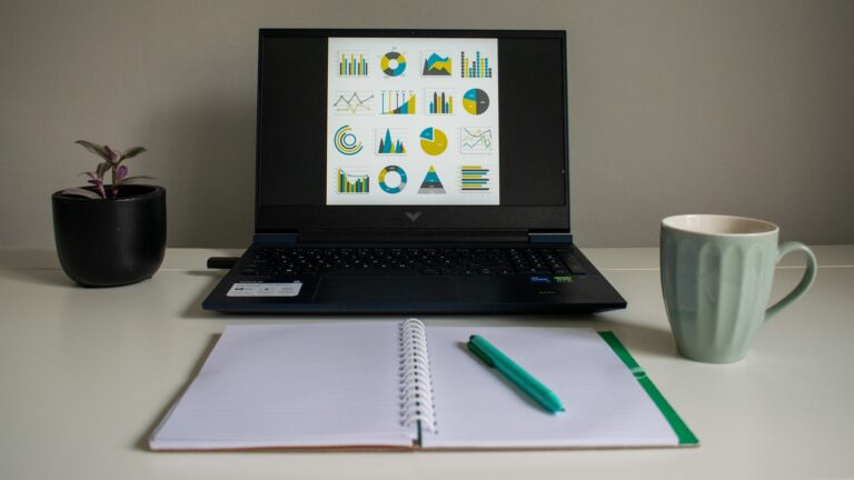 Pie chart asset allocation notebook pen