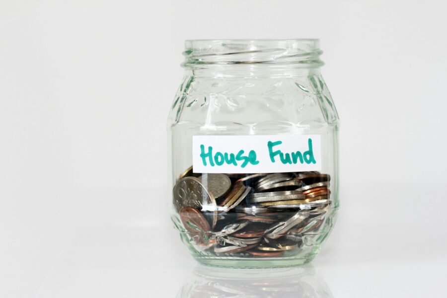 Glass jar emergency fund coins cash