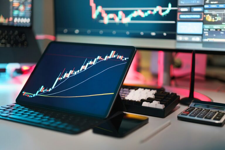 Diversified investment chart laptop screen