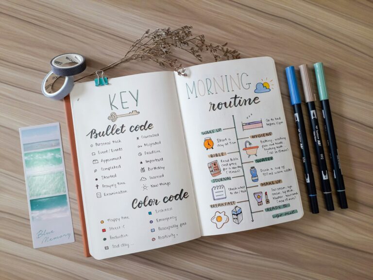 Open planner handwritten daily routine