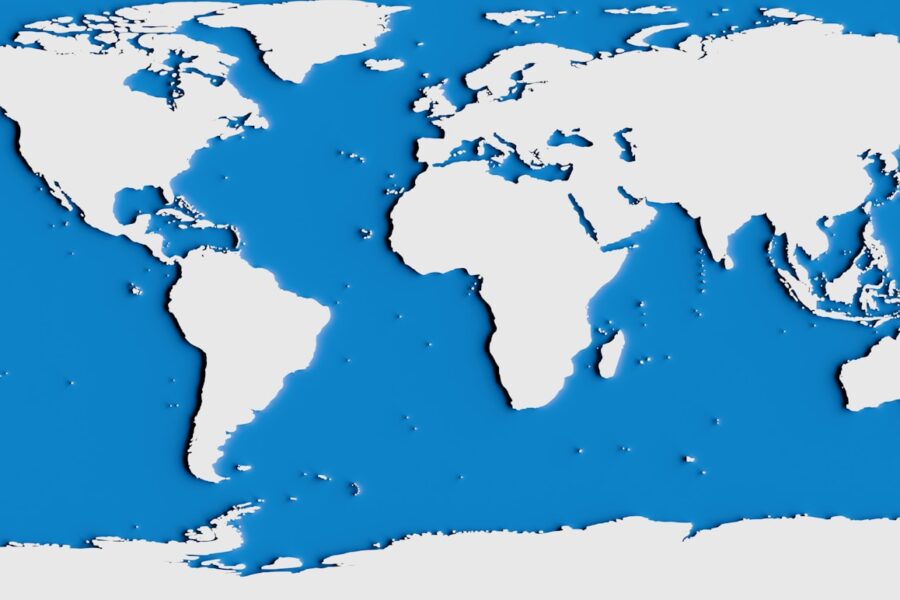 World map stock market charts