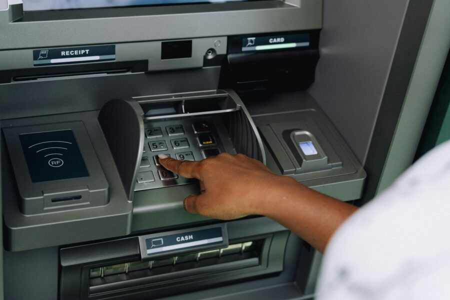 Atm machine bank card cash
