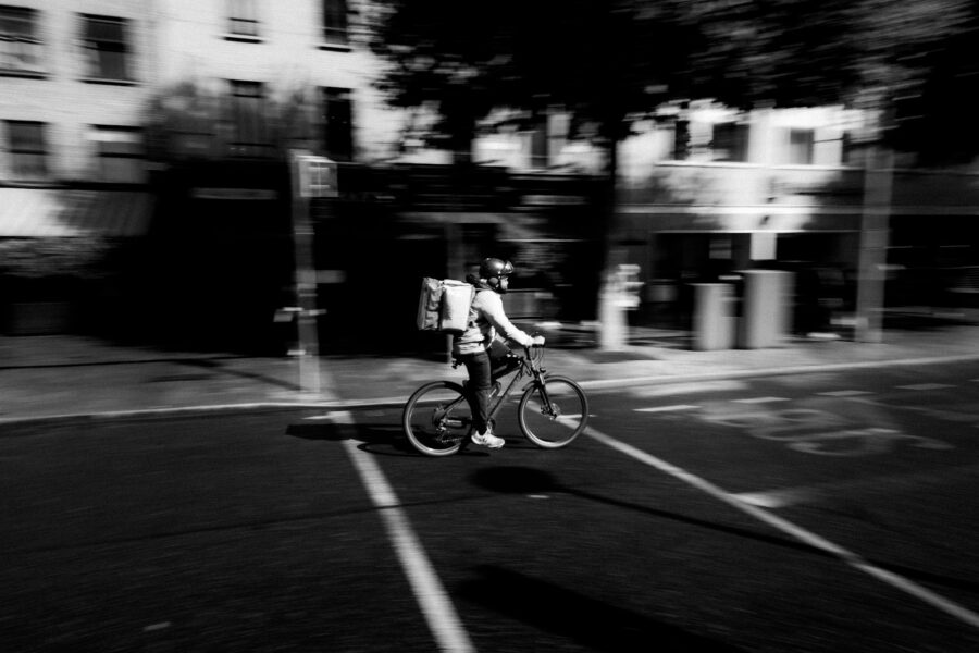 Delivery courier bicycle city street