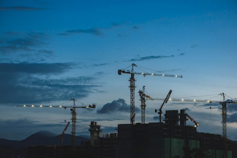Construction cranes new apartments
