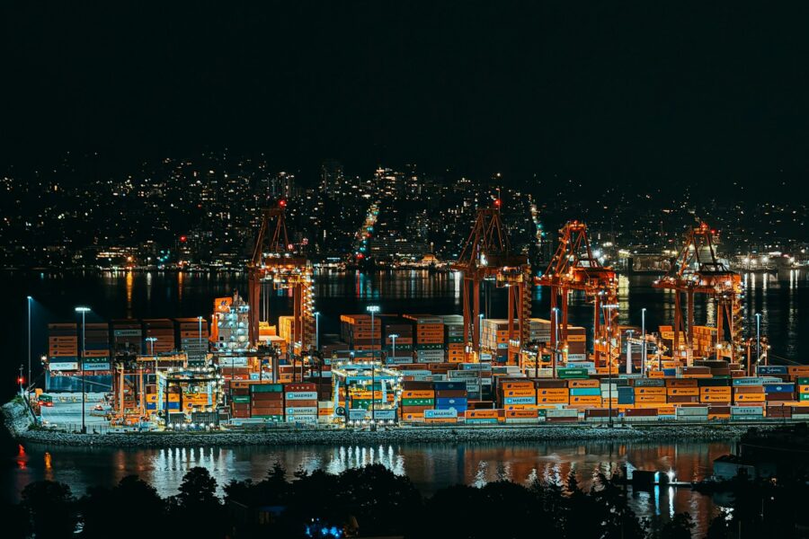 Shipping containers port cranes