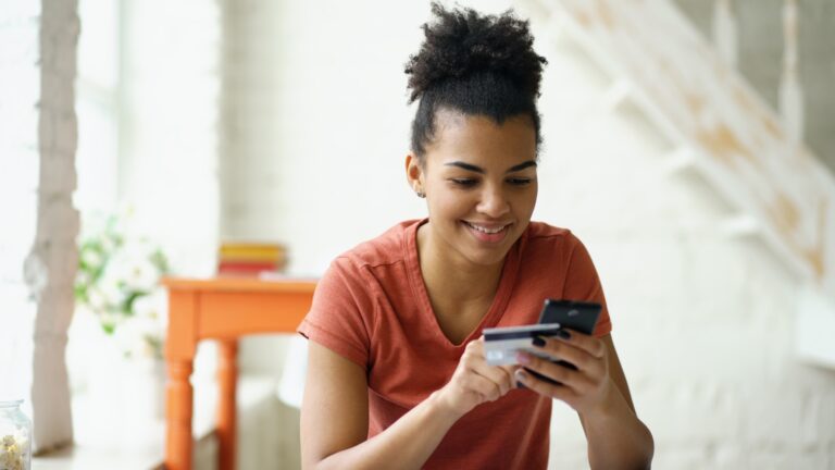 Person using mobile banking app home