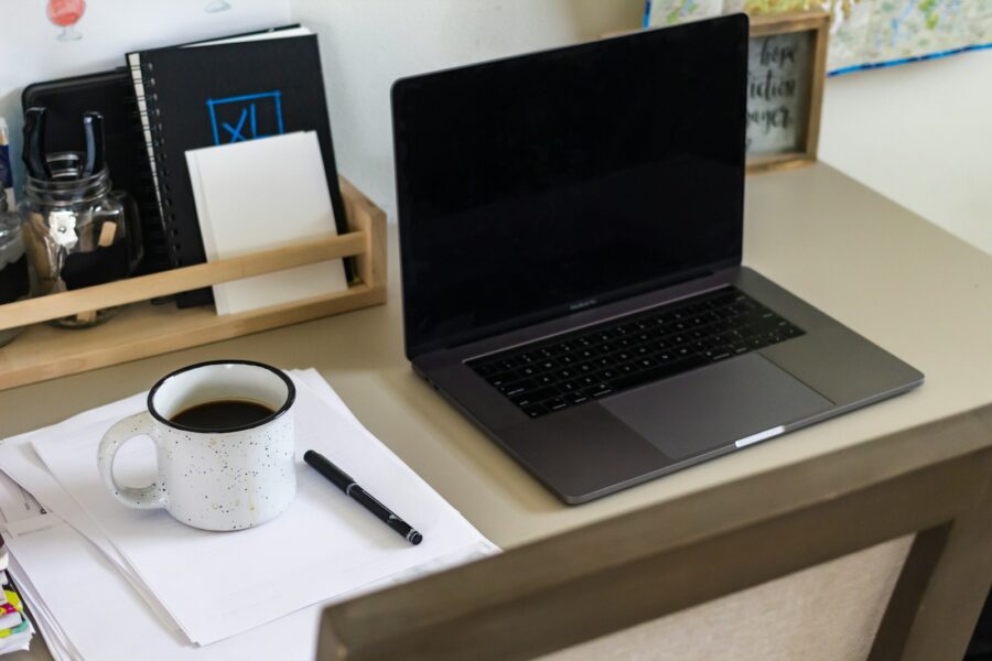 Home office desk laptop notebook tutor