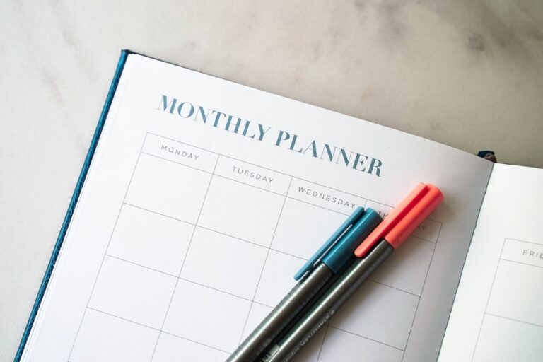 Printable planner pages table
