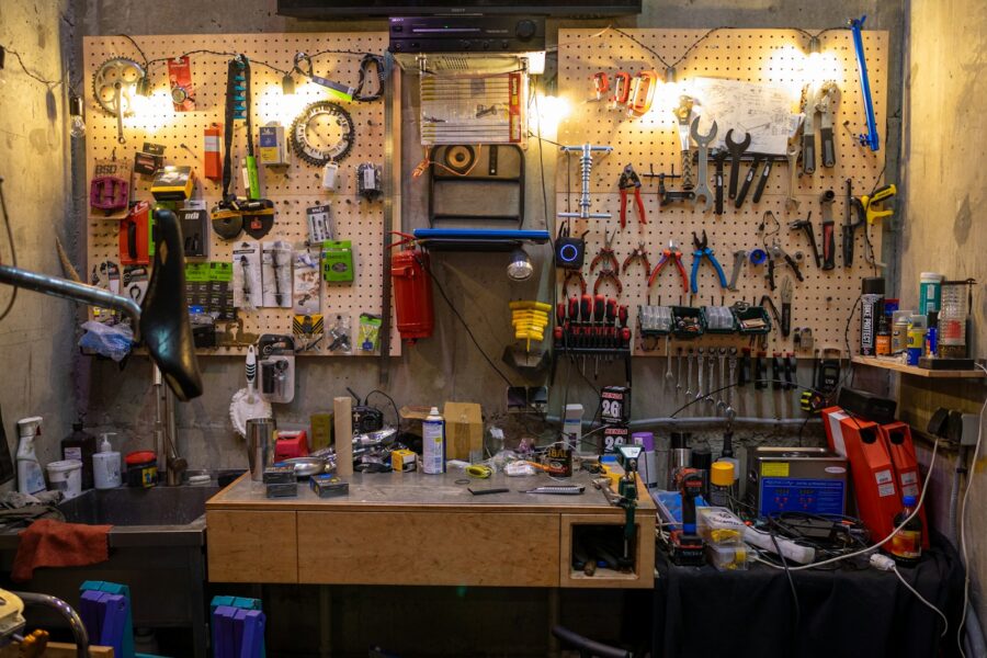Repair shop workbench tools electronics
