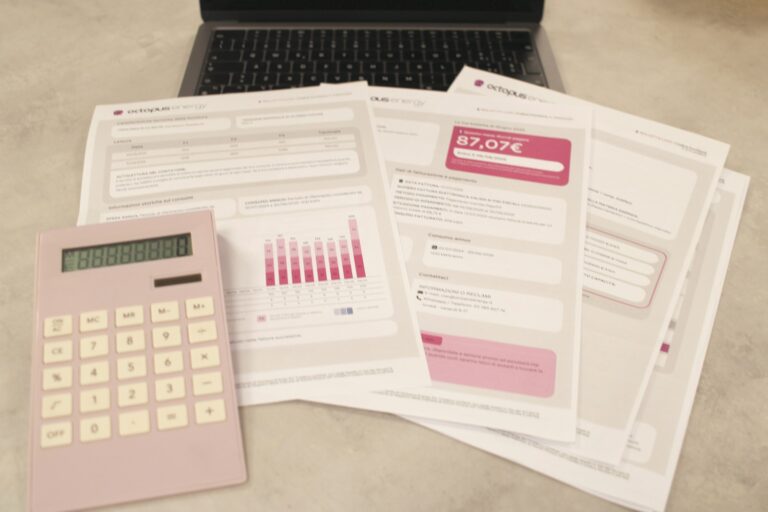 Paying bills laptop calculator