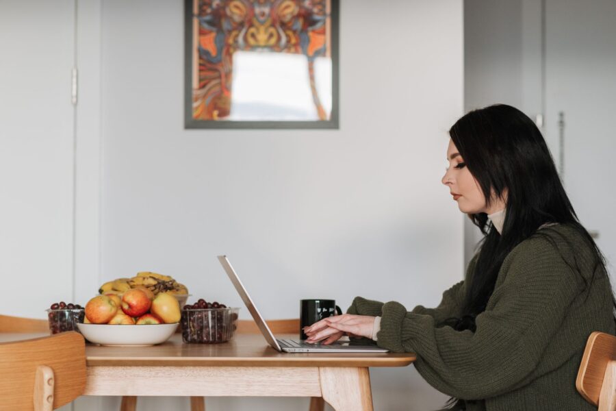 Woman laptop home