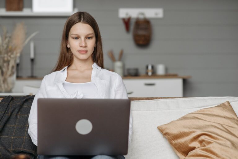 Woman laptop home