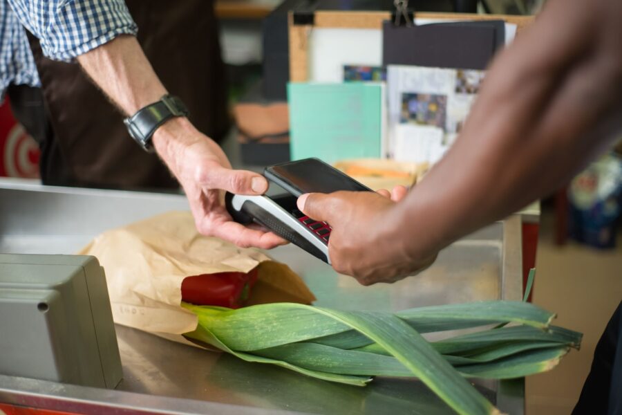 Shopper using smartphone