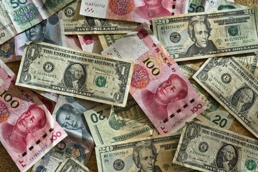 Currency exchange board banknotes traveler