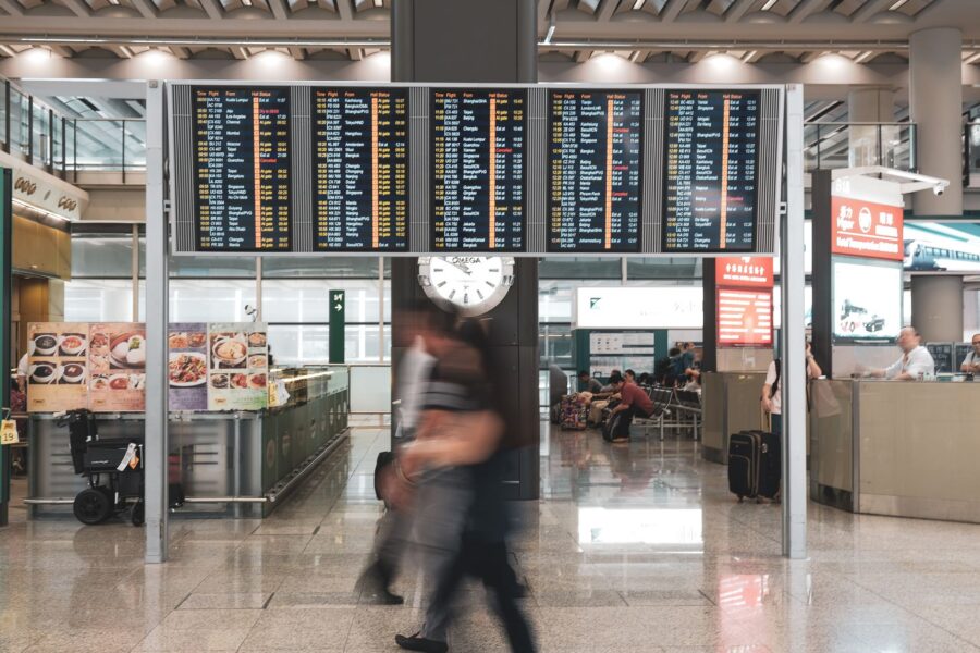 Airport departure board