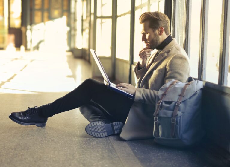 Business traveler laptop