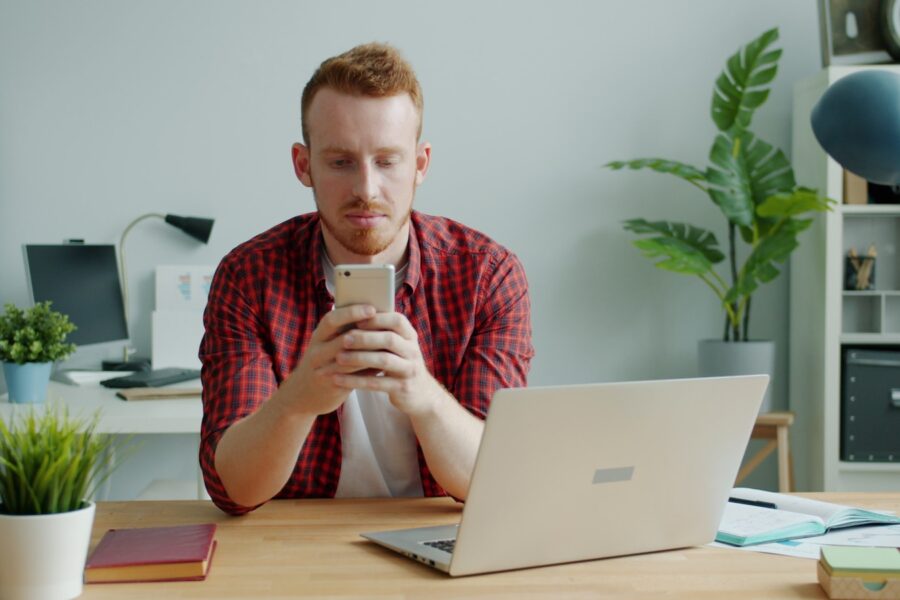 Freelancer laptop smartphone