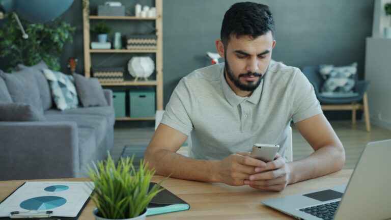 Freelancer laptop smartphone
