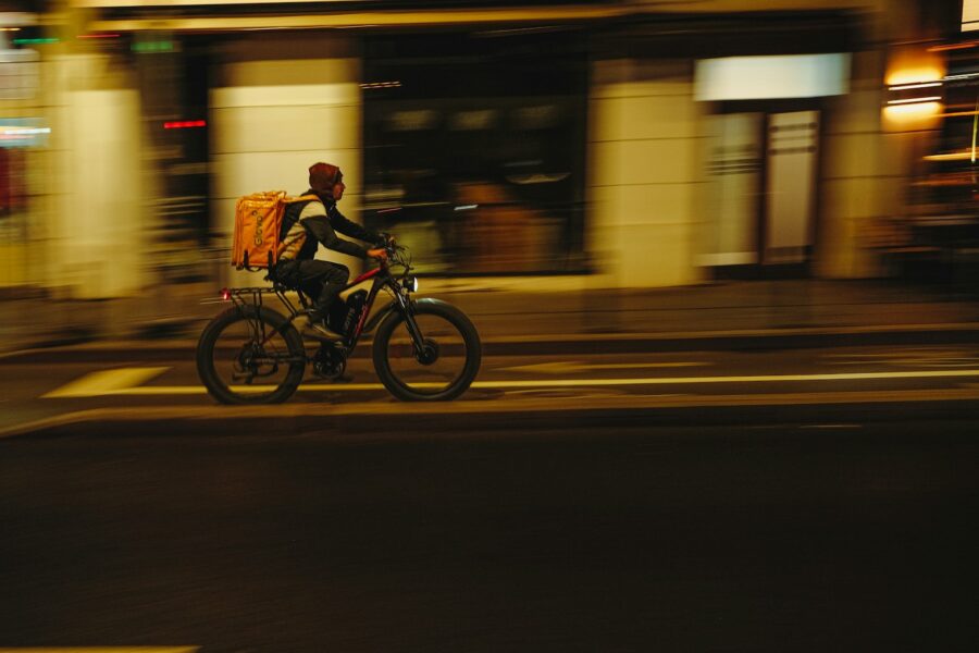 Courier bicycle city street parcel