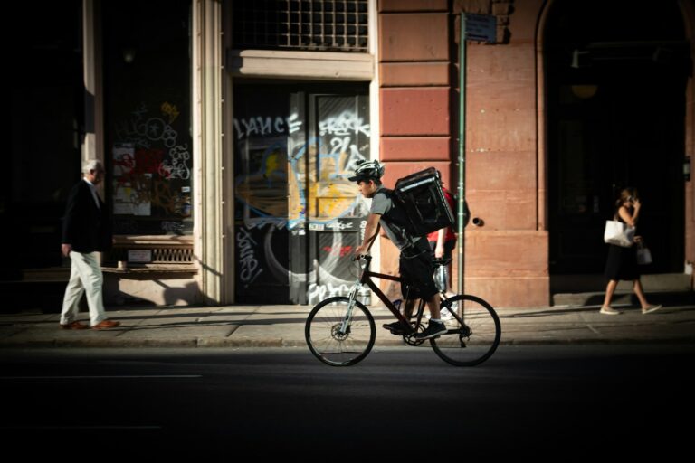 Courier bicycle city street parcel