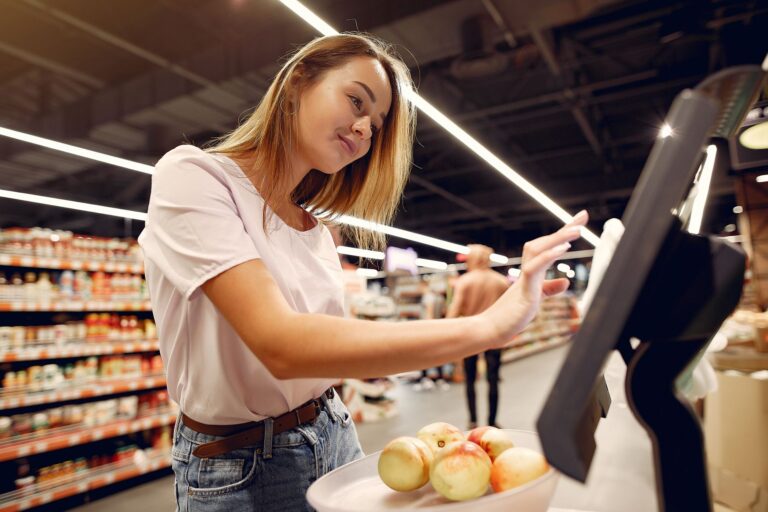 Supermarket shopper scanning