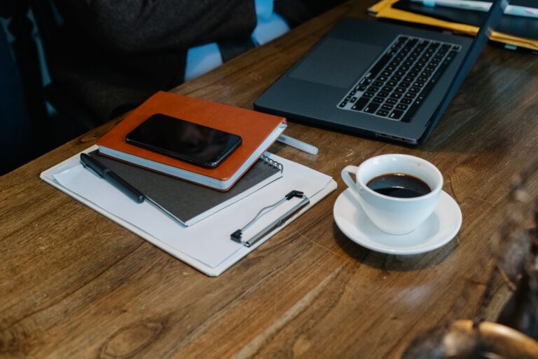 Laptop smartphone coffee