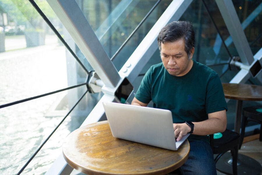 Coworking space laptop