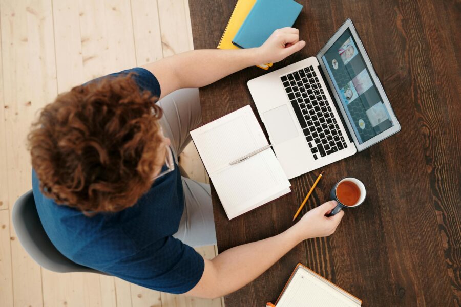 Person working laptop