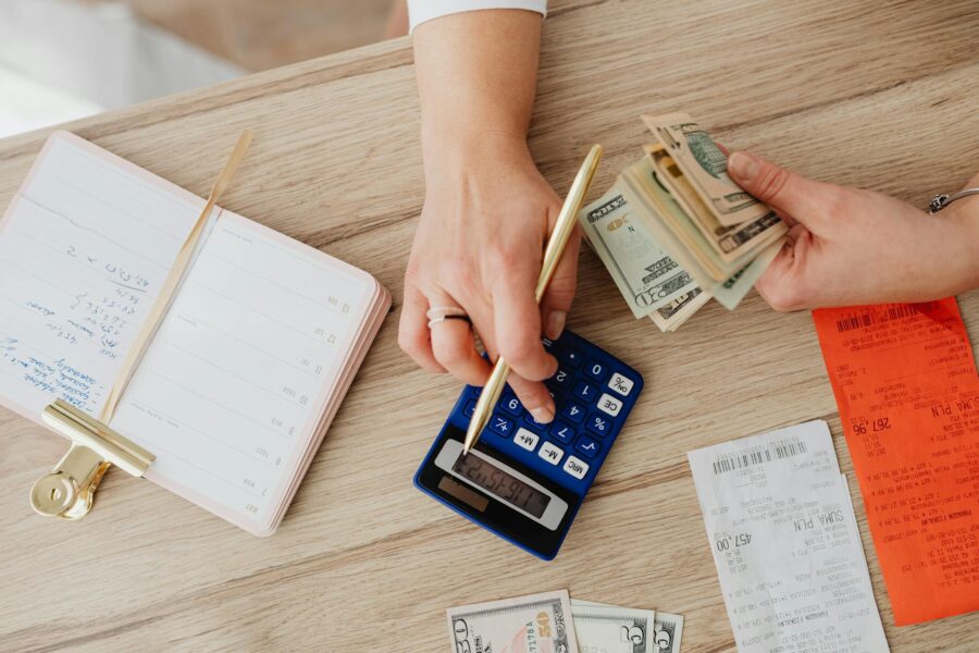 Person reviewing bills