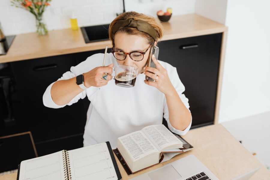 Woman budgeting kitchen