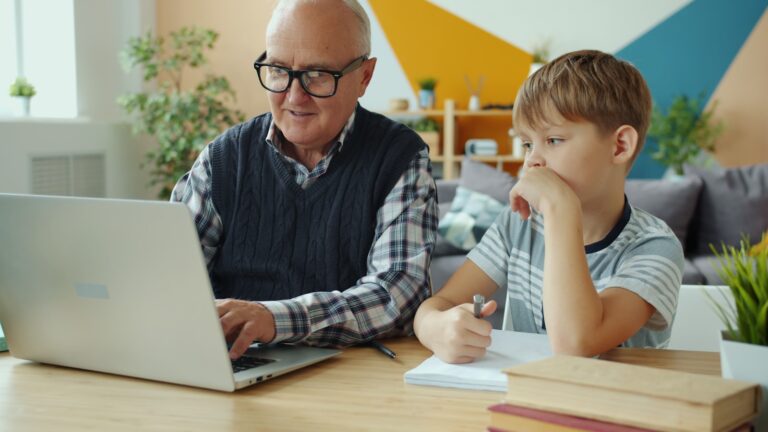 Person helping senior