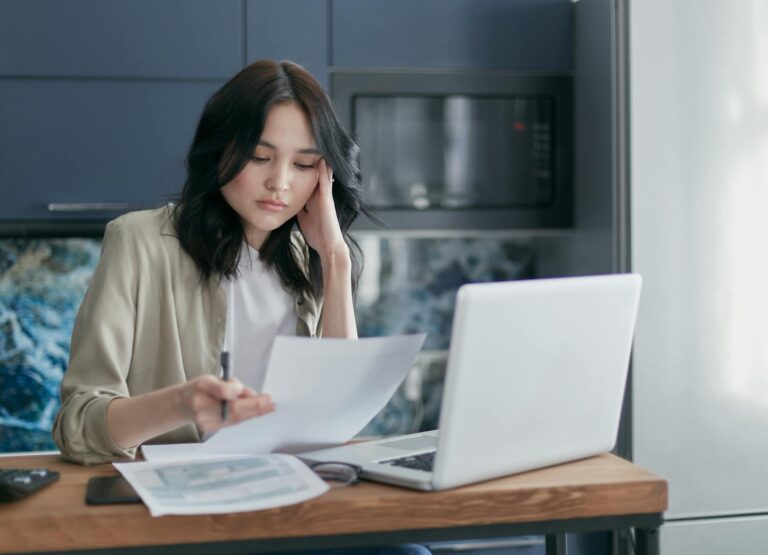 Worried person laptop