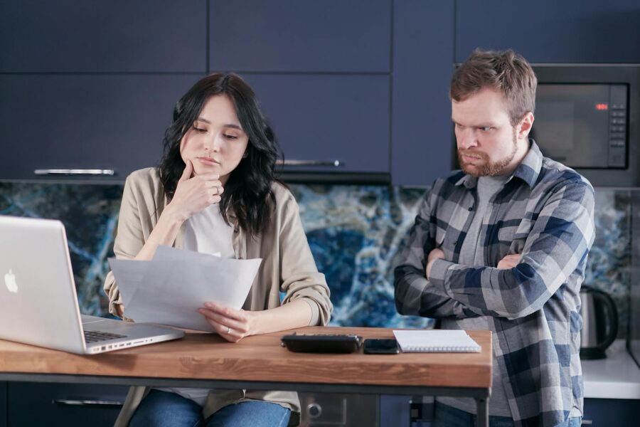 Worried person laptop