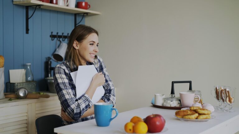 Woman reviewing receipts