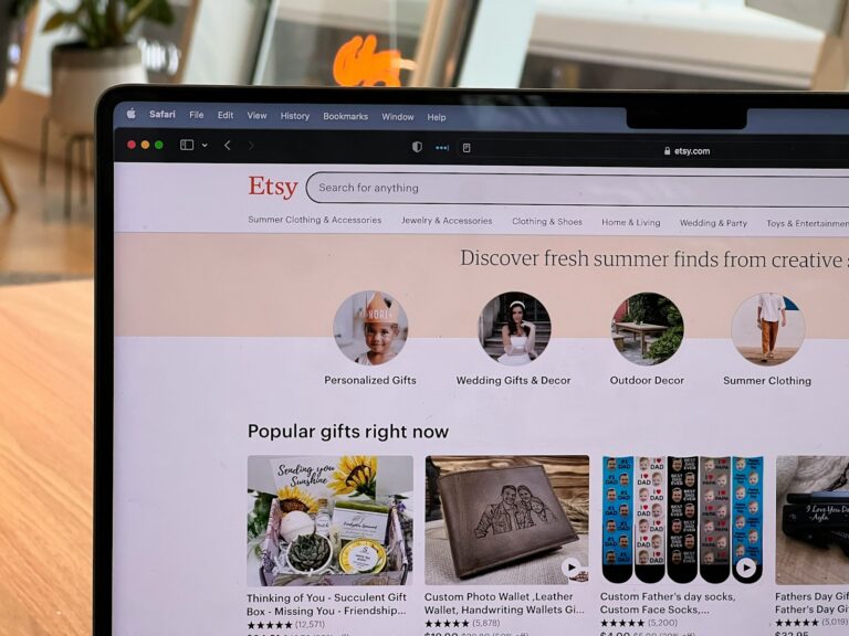 Etsy shop screen