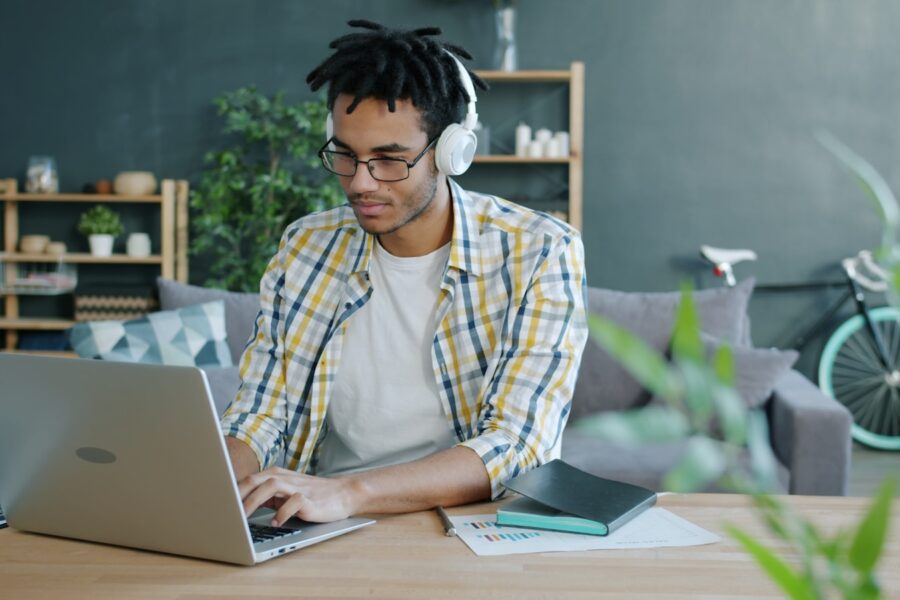 Person typing laptop