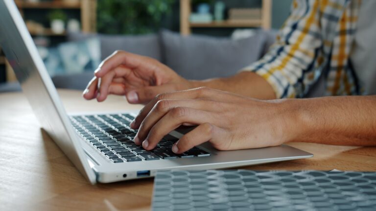 Person typing audio