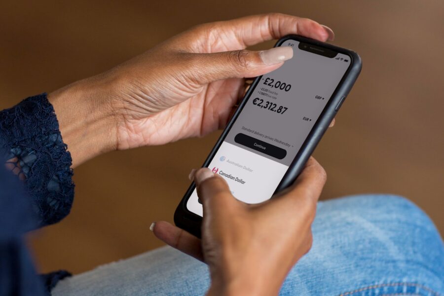 Person checking savings