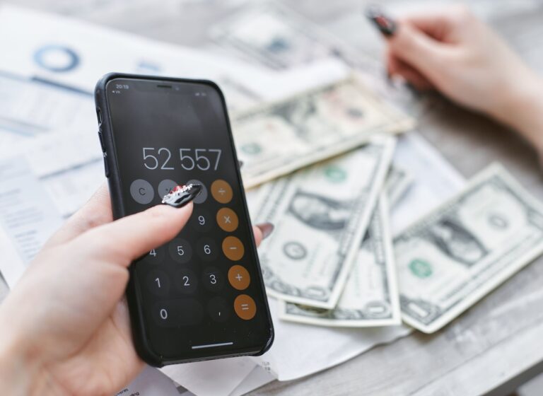 Person checking budget