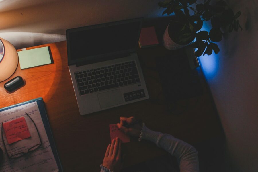 Person studying desk