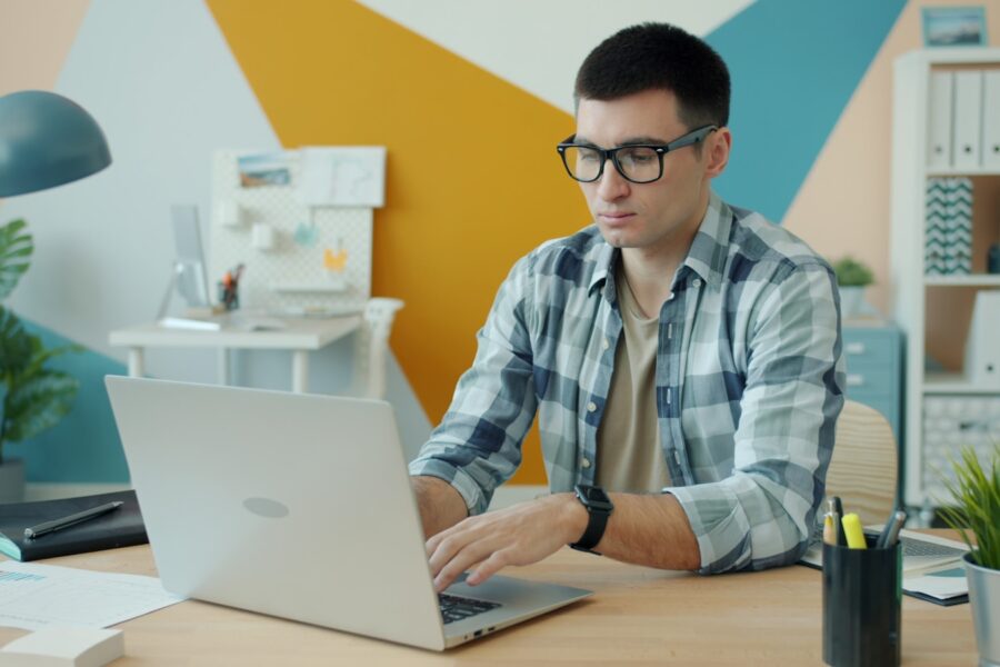 Person working laptop