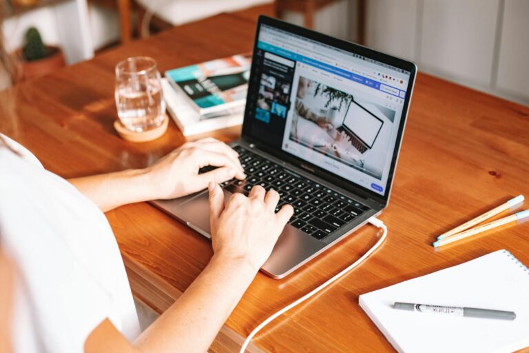 Person laptop microtask platform home desk