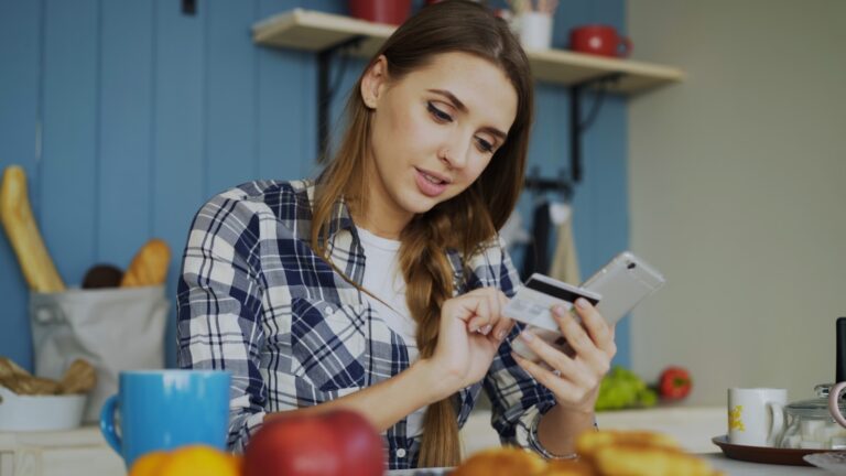 Person checking banking