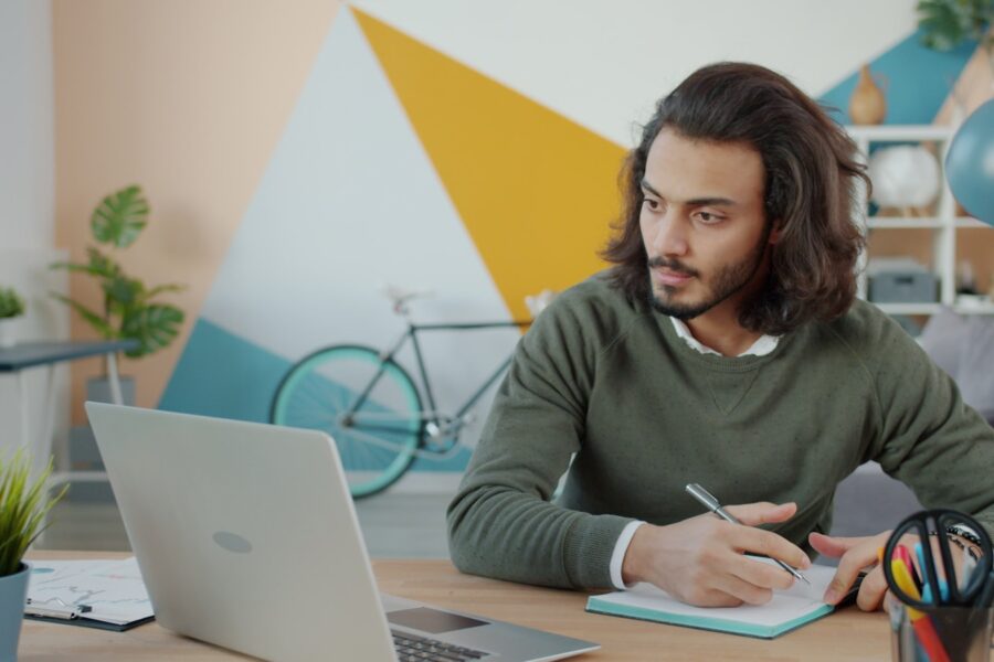 Person working laptop