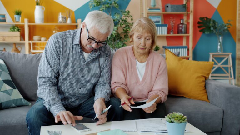 Older couple reviewing