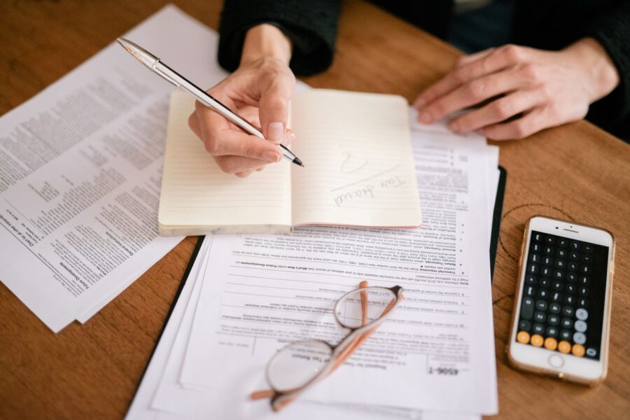 Person reviewing tax