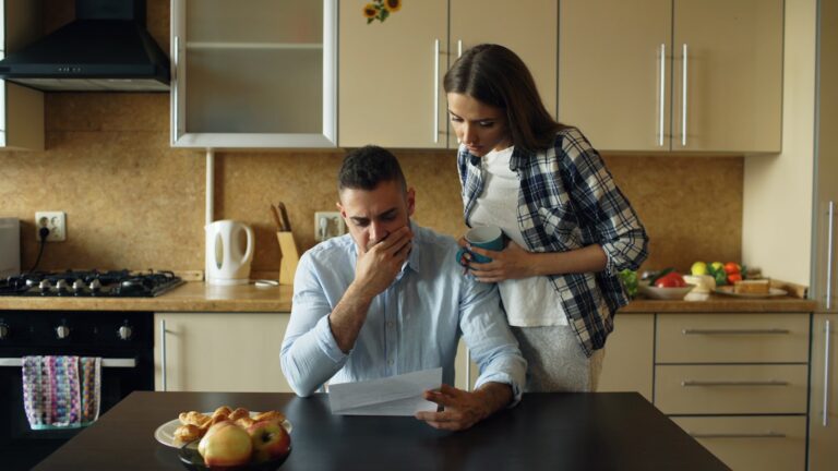 Retired couple reviewing
