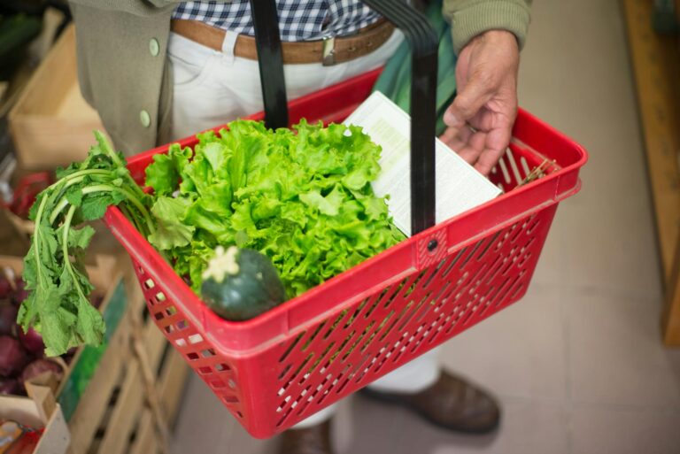 Shopping basket supermarket receipt prices bread vegetables supermarket