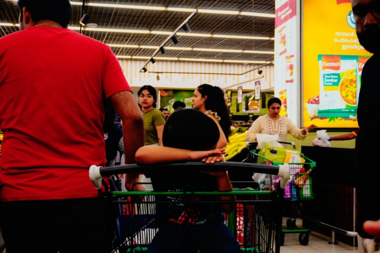 Supermarket aisle evening